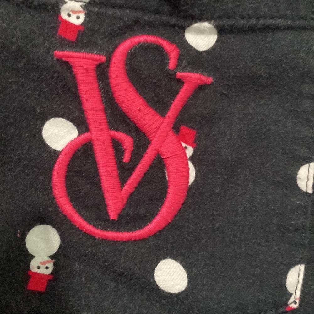 Victoria's Secret Black Polka Dot Snowman Button Down Pajama Set | Size Small - Picture 8 of 9